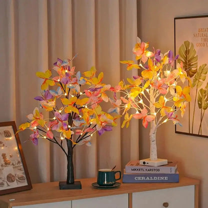 White Burch butterfly tree lamp