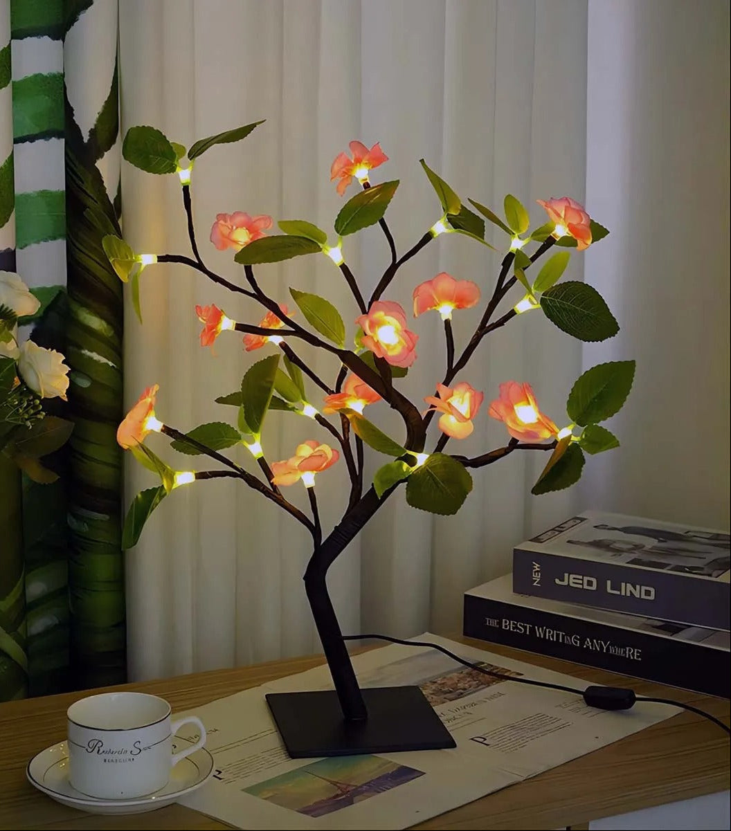 Peach blossom tree table lamp