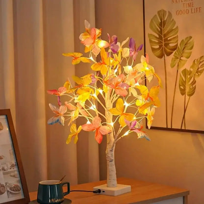 White Burch butterfly tree lamp