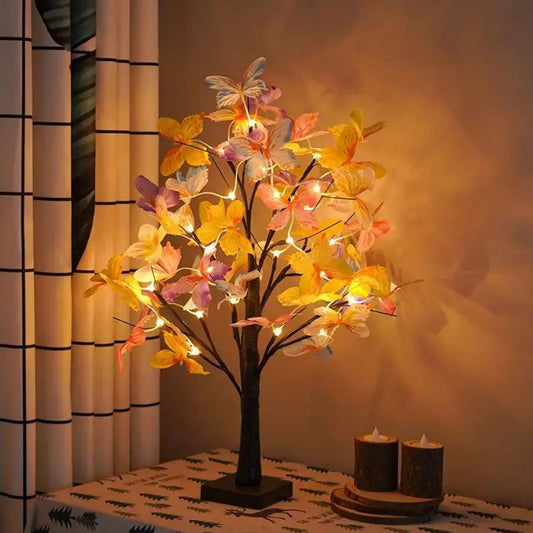 White Burch butterfly tree lamp